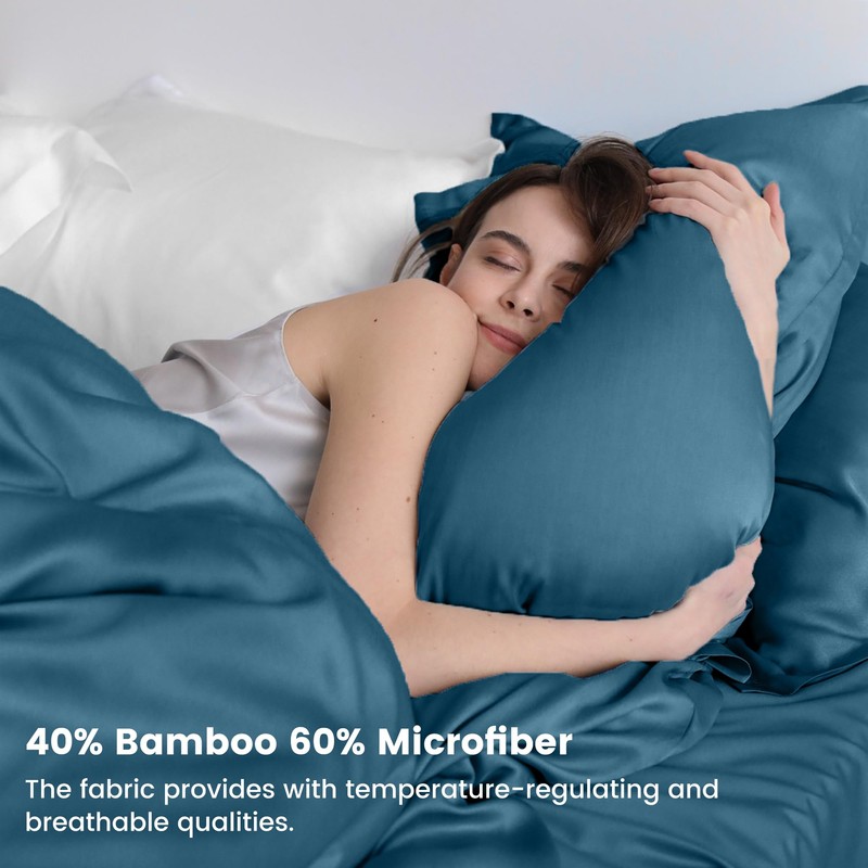 LINENOVA Standard Pillowcase Set of 2, Cooling Rayon from Bamboo