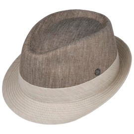LIERYS Twotone Trilby Fabric Hat - Elegant Sun Hat - Cotton Linen Mix - Women Men - Spring Summer, beige