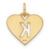 Sterling Silver Gold-plated Initial Letter K Heart Initial Charm
