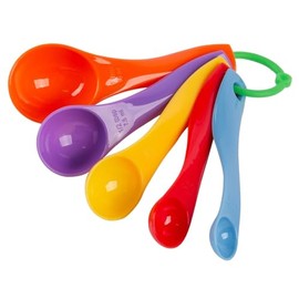 5pc Multicolour Polypropylene Measuring Spoons Set - Plastic Kitchen Baking Cooking Food Scoop Measures - by Ashley