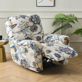 EBETA Armchair Covers Stretch Cover for Relaxing Chair, Complete Chair Protector, 4-Piece Elastic Recliner Chair Covers, Stretch Armchair Cover with Pockets for TV Chair, Lounger, Armchair (Poppy)