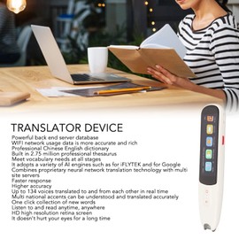 Voice Translator Pen, Portable Smart Scanner, 134 Languages, Portable WiFi Scan Translation Pen for Business Travel Learning