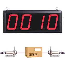 Digital LED Counter Count Up to 9999 Laser Sensor 4in Digits Display Counter People Visitor Counter with Remote Control 110-240V