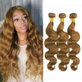 Human Hair Bundles 18 20 22 Inch Body Wave 3 Bundles Deals Human Hair Extensions Quick Weave Bundles（30#）