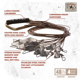 Rig'Em Right Waterfowl Pre-Rigged Xtreme Coated Tangle Free Cable Duck Hunting Decoy Anchors (48" Length, 4-oz Weights)