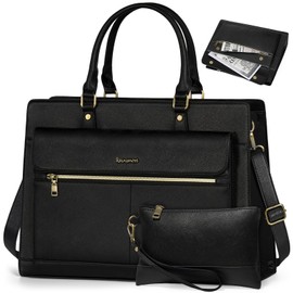 RAINSMORE Laptop Bag for Women 15.6 Inch Laptop Tote Bag Business Office Work Bag Professional Briefcase Waterproof Leather PU Computer Bag Teacher Shoulder Bag Handbag
