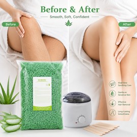Hard Wax Beads for Hair Removal – Strawberry Formula Wax Beans for Face, Bikini, Legs & Full Body Grooming