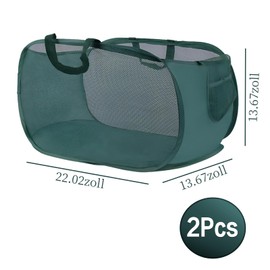 Katomi 2 Stück Faltbar Wäschekorb, Pop Up Wäschekorb Grün(36 x 36 x 58 cm), Wäschekorb Faltbar mit Griffen, Pop Up Wäschesammler, Wäschekorb Klappbar Groß für Kinderzimmer Camping Und Reisen