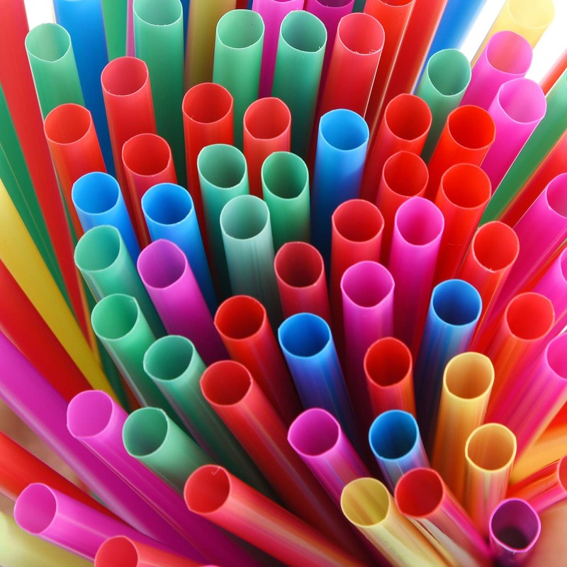 ALINK 8mm Wide Assorted Bright Colors Smoothie Straws, Fat Plastic