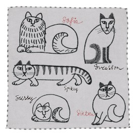 Marushin 6805013300 Mini Towel, Lisa Larson Name Sketch Cat, 100% Cotton, Antibacterial and Odor Resistant, Hand Towel, Handkerchief, Present, Gift, Birthday