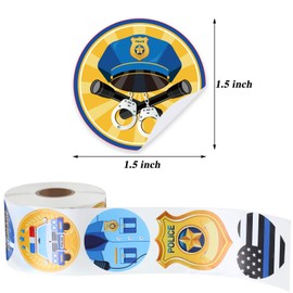 600 Pcs Police Stickers for Kids Police Party Favors Badge Stickers Police Officer Party Stickers Police Roll Name Tag Label Sticker Decals for Kids Police Birthday Party Supplies
