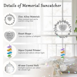 FvMemo Memorial Gifts for Loss of Loved One,Clear Crystal Ball Grief Suncatcher,Rainbow Sympathy Bereavement Gifts,Idea for Loss of Mom Dad Baby Brother Friend Pet