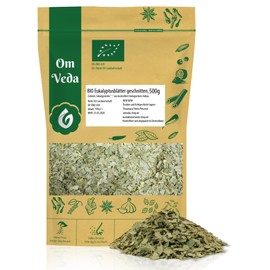 Organic Eucalyptus Leaves Cut | Dried Eucalyptus Leaf Tea | Natural and Aromatic | Perfect for Tea, Infusions and Herbal Mixtures | No Additives | OmVeda (500g)