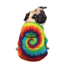 Howilath Dog Hoodie Dog Sweaters with Hat, Tie-dye Rainbow Spiral Soft and Warm Dog Sweater for Small Medium Large Dogs Cats Shirt - L