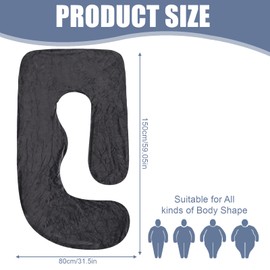 Schwangerschaftskissenbezug, J Form Bezug für Seitenschläferkissen, Abnehmbarer Baumwolle Körperkissen, Maschinenwaschbar Ersatzbezug für Erwachsene Stillkissen, Stillkissenbezug, 150 x 80cm, Schwarz