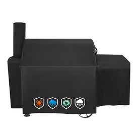 EZ-DONGTENG Heavy-Duty 600D Grill Cover fits for Char-Griller Grand Champ Charcoal Grill and Offset Smoker Model #8250，Waterproof Offset Smoker Cover, Outdoor Barbecue Accessories