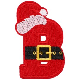 Iron On Christmas Letter Patches, A-Z Christmas Embroidery Alphabet Patches Alphabet Patches Sew Embroidered Patches, Alphabet Patches for Bags Clothes Jackets Hats Backpacks Jeans (B)
