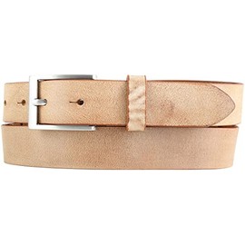 BELTINGER Children's Belt Made of Soft Full Cowhide Leather Vintage Look 3 cm Leather Belt for Boys 30 mm Narrow Belt Used Look, Tabac Silver