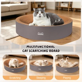 2 in 1 Round Cat Scratching Board, Cardboard Cat Scratcher for Indoor Cats, Corrugated Cat Scratch Pad for Grinding Claws and Rest (23.6")