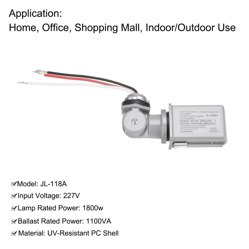 sourcing map JL-118D 277-Volt Swivel and Stem Mount Thermal Photocontrol,