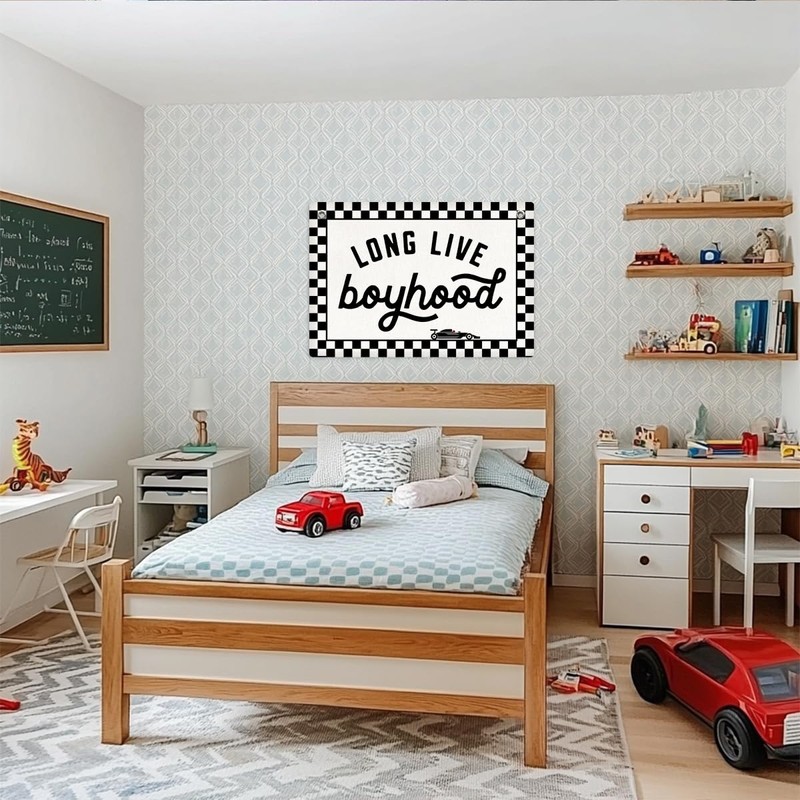 Long Live Boyhood Banner Boy Room Decor, Banner Flag 28.5x20