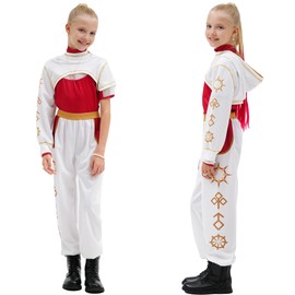 Gunaniti 9 Pcs Zombies Costume for Girls Cheerleader Uniform Top Pant Coat Outfits (11-12 Years, White)