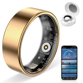 HPLSZCN Waterproof Smart Ring with Fitness Tracking, Heart Rate & Sleep Monitor, Step Counter for Android/iOS Phones,No Subscription Fee (Gold, 10)