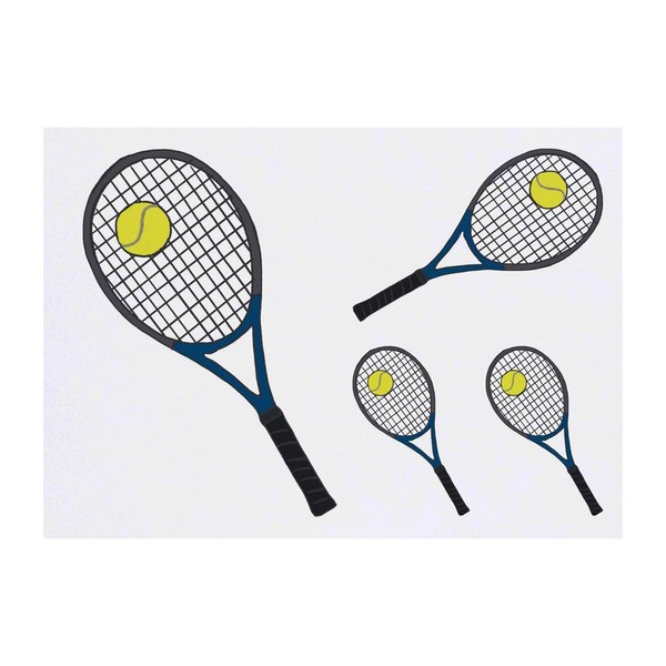 4 x 'Tennis racket & ball ' Temporary Tattoos -
