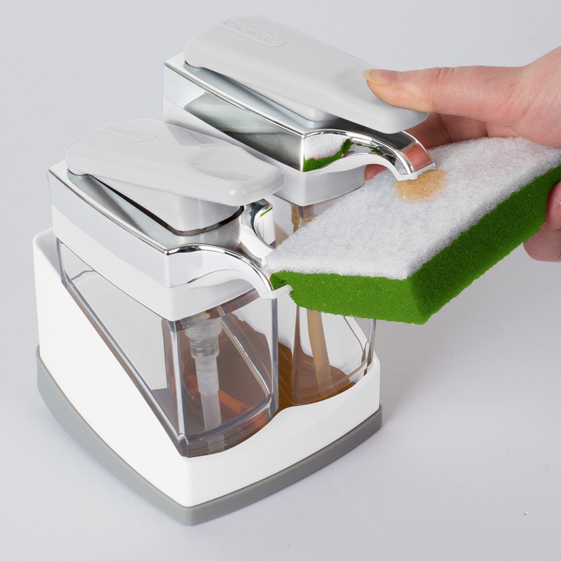 Casabella Sink Sider Duo with Sponge, White and Chrome Plating