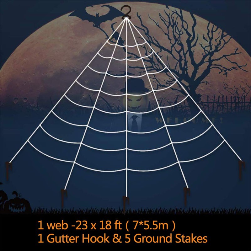 Feelava Giant Spider Web Halloween Spider Decorations,Halloween Decor Haunted House