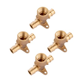 (Pack of 4) EFIELD Pex A Full Flow Expansion Brass Fittings 1/2" x 1/2" Female NPT Drop-ear Tee For Pex A Tubing Pipe Only, ASTM F1960,(PEX1960090-4PCS)