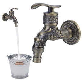 Antique Faucet Garden Tap Vintage: Nizirioo Antique Faucet 1/2 Inch Wall Mounted Dragon Carved Tap Dragon Carved Tap Brass Tap for Bathroom Kitchen