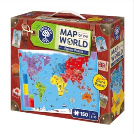 Orchard Toys Map of the World Jigsaw Puzzle, Educational 150-piece jigsaw of Countries and Continents of the World, Includes giant poster, Age 5-10