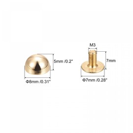 sourcing map 8x5mm Screw Back Rivets Solid Round Head Leather Studs Spike Gold Tone 10 Sets