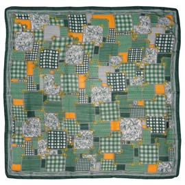 TigerTie Designer Scarf in Green Orange Gold Grey Patterned Size 100 x 100 cm, Green, orange, gold, grey