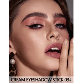 Erinde Shimmer Cream Eyeshadow Stick, Long Lasting Metallic Eye Shadow Sticks, Waterproof Creamy Glitter Eyeshadow Pencil, High Pigmented Blendable Neutral Eye Makeup #E03