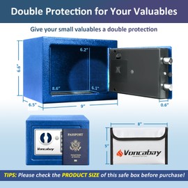 Voncabay Money Safe Box for Home with Sensor Light & Fireproof Security Safe Box for Money Safe with Keys & Pass Code, Lock Box Fireproof Safe with Digital Keypad Blue