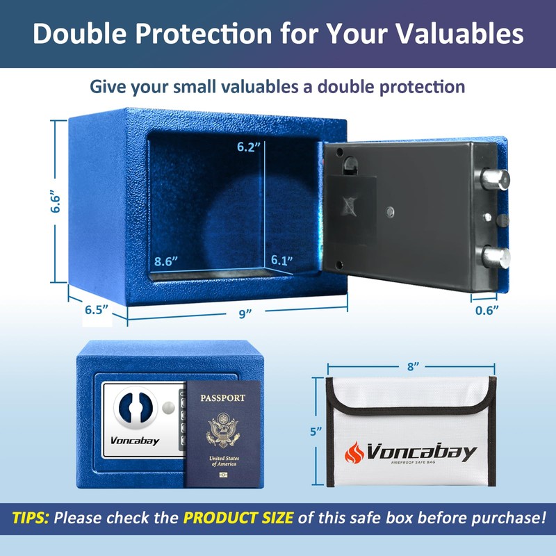 Voncabay Money Safe Box for Home with Sensor Light &