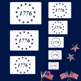 Large Star Stencil 13 Stars 1776 Templates American Flag Military Memorial Day Patriots Veterans Day 4th of July Independance Day Plastic Stencils for Painting on Wood Fabric Paper Walls