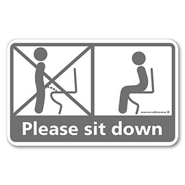 Sitting Toilet Sticker, Don't Stand Up Toilet Sticker, Sit, Sit, No Standing Sticker (Gray)