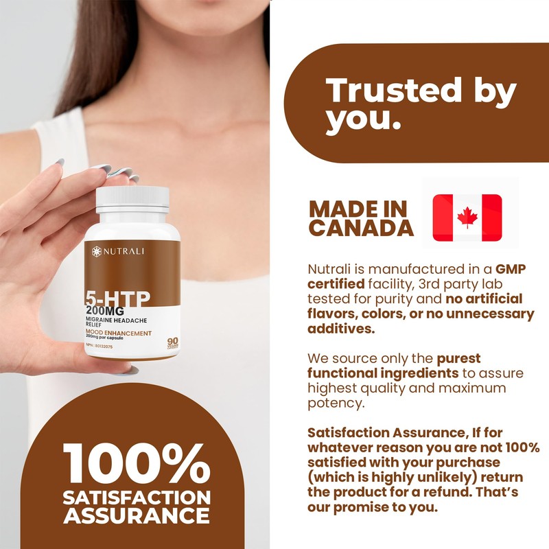 New MAX POTENCY 5htp 200mg Capsules, Improved Mood. Stress Relief,