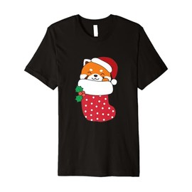 Cute Red Pandas In Christmas Stockings For Christmas Red Premium T-Shirt