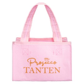 Brandsseller Women's Handbag Bottle Basket Bottle Carrier Shopping Bag Storage Bag for 6 Bottles, Design1-Pink