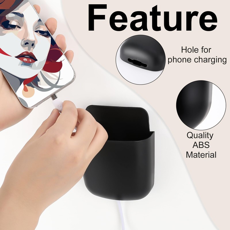 ZhouBoat 12 Pcs Black Remote Control Holder Wall Mount, Self-Adhesive