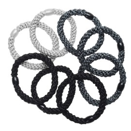 L. Erickson Grab & Go Ponytail Holders, Grey Metallic, Set of Eight - Exceptionally Secure with Gentle Hold