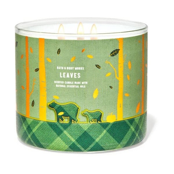 Leaves Candle Bath and Body 3 Wick w Natural Essential