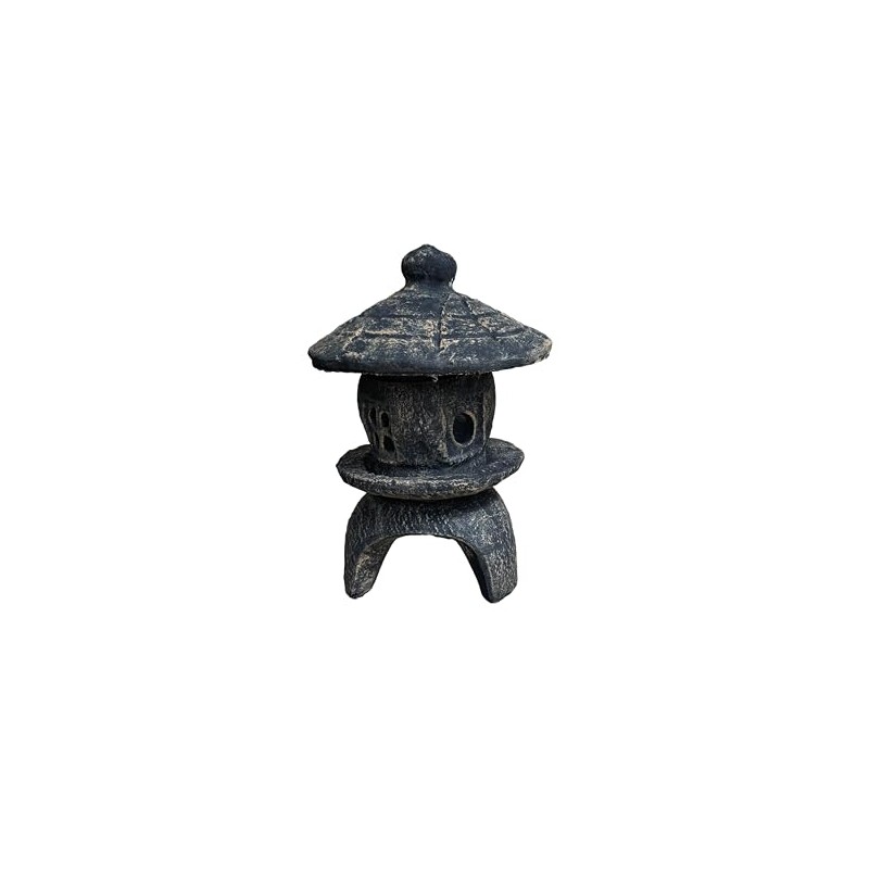 Solid Rock Stoneworks Small Round Concrete Pagoda Statue for Garden,