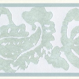 CONCORD WALLCOVERINGS ™ Wallpaper Border Abstract Pattern Floral Ornament Leaves for Living Room Dining Area Bedroom, Green Light Gray, 16.4 ft by 7 in 268723