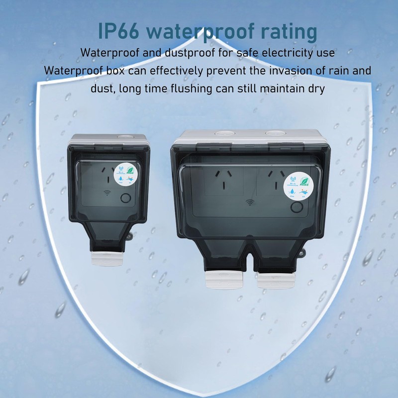 WiFi Smart Plug, IP66 Waterproof Safety Lock Hole WiFi Smart
