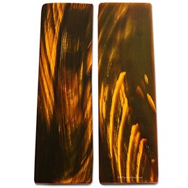 Buffalo Horn Handle Scales - (Flat Top) - (Amber/Brown) - (3.50 x 1.0 x 0.156)